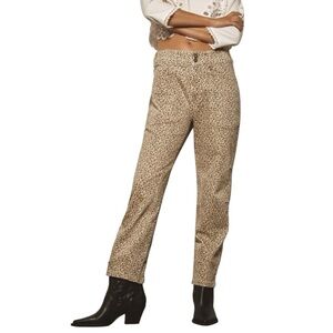 Anthro Pilcro Wanderer Jeans 28 Neutral Cheetah Print High Rise Tapered NWT
